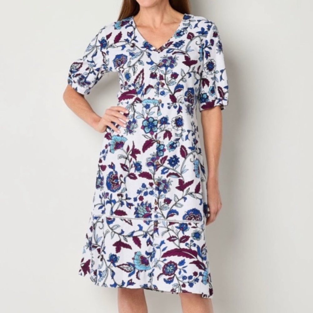 NWT Liz Claiborne White Floral Dress Size 10